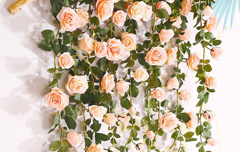 Wholesale decoration and arrangement of wedding artificial flowers, artificial flowers, vines, pink wedding roses, vines, artificial flower vines pic 1