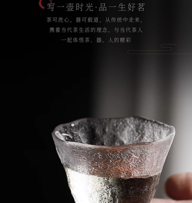 耐热透明小茶杯家用功夫茶具锤纹玻璃家用客厅待客茶杯喝水杯批发详情3