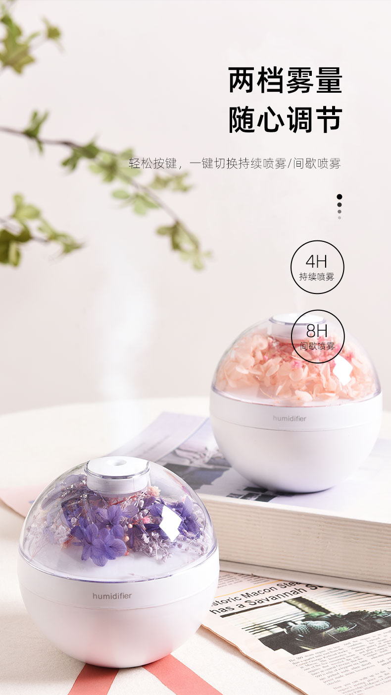 厂家热销HOLDMAY候美 永生花香薰机加湿器七彩香薰灯光添加精油详情2