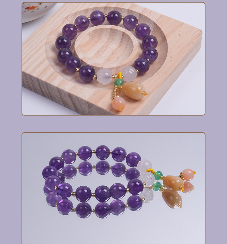 绿松石紫水晶手串金丝玉白莲花手链草莓晶吊坠景区寺庙新中式详情10
