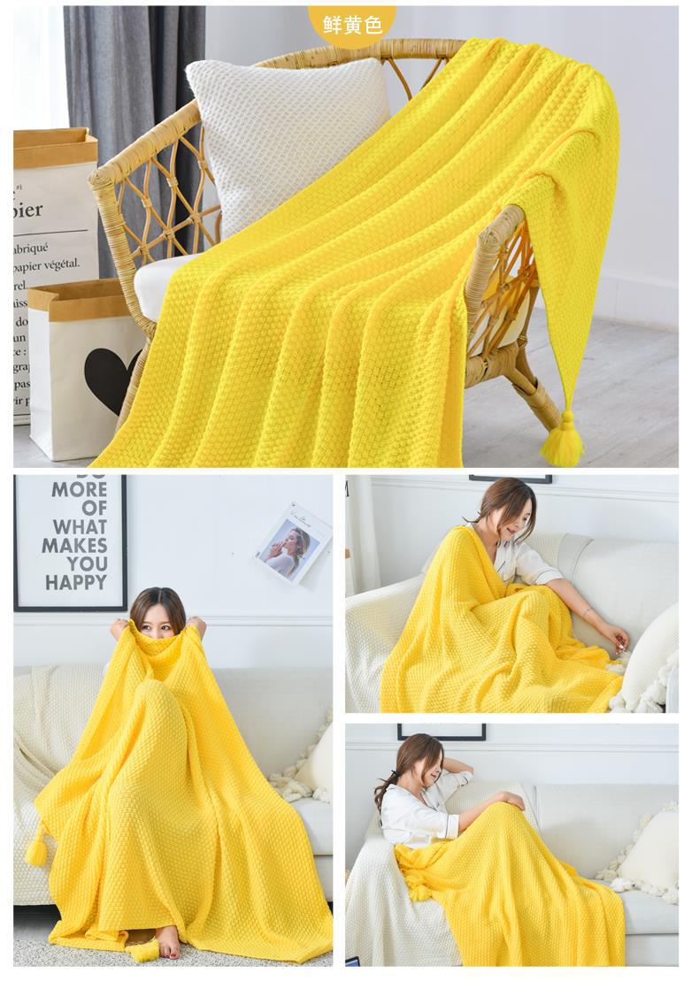 ins北欧风沙发盖毯办公室午睡毯子流苏针织球毛线休闲空调小毛毯详情16