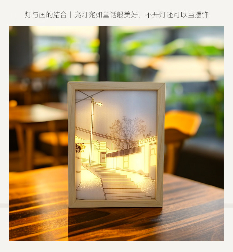 ins灯光画diy阳光画小夜灯床头装饰画卧室灯装饰画发光画批发详情6