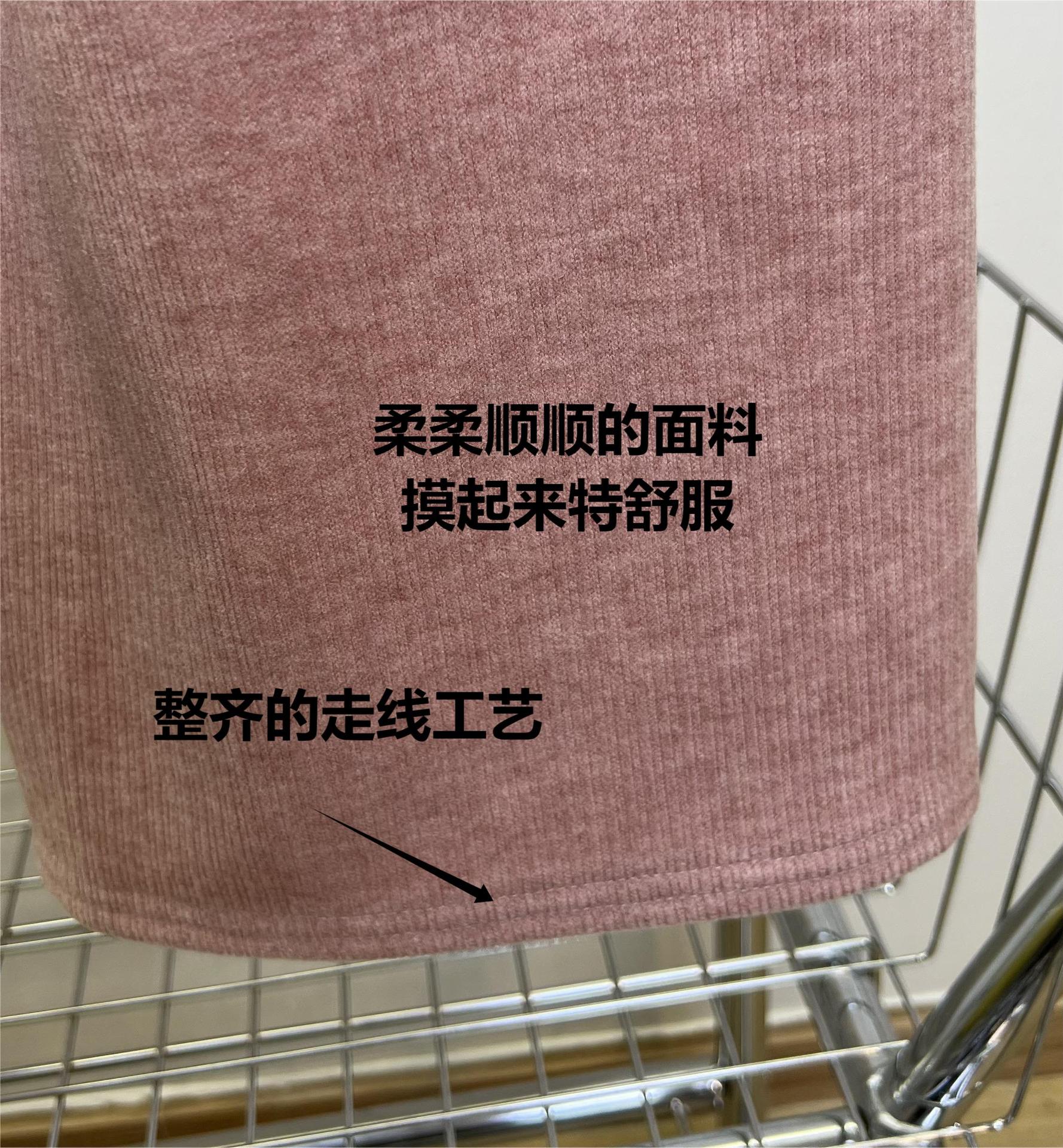 可可6096冬款粉色糯米裤加绒加厚高腰阔腿裤女休闲垂感羊绒直筒裤详情25