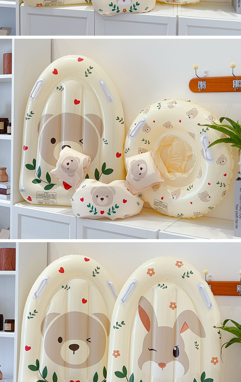 24新款儿童卡通兔子游泳圈宝宝下沉式座圈小孩水上浮排小熊批发详情9