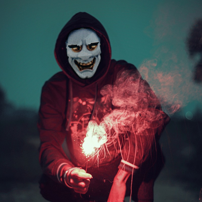 Full-color Bluetooth light-up masks for APP displays, Halloween parties, balls, bars and face-changing props are available in stock pic 22