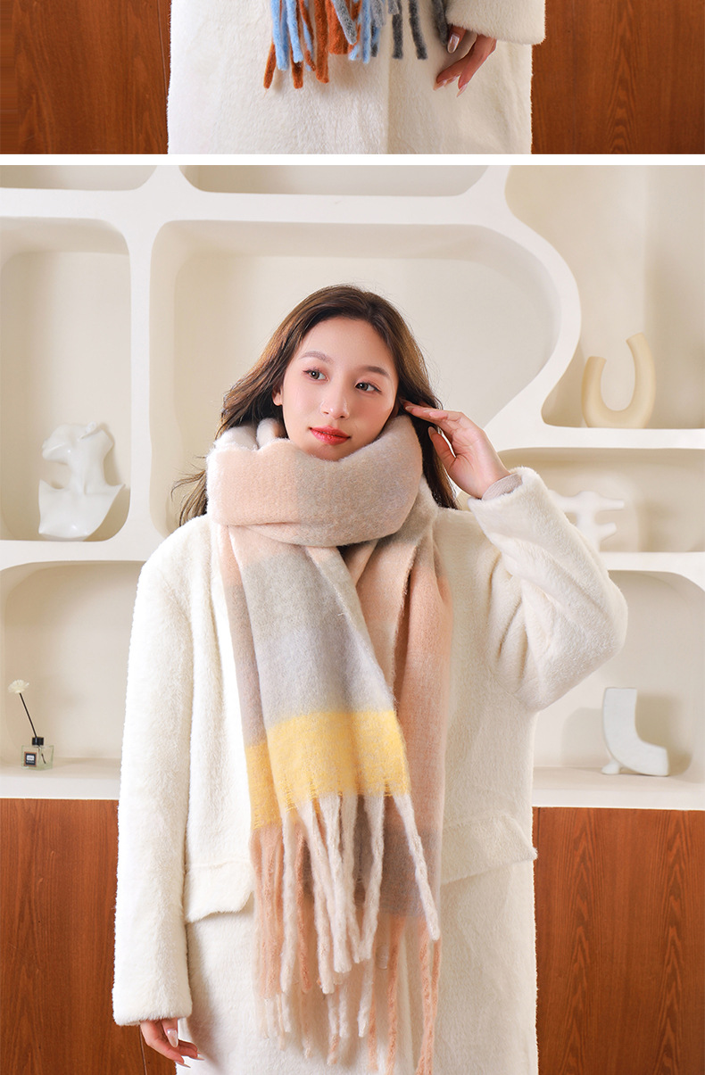 圈圈纱彩色AC格子围巾女冬季加厚保暖仿马海毛粗须仿羊绒披肩外贸详情17