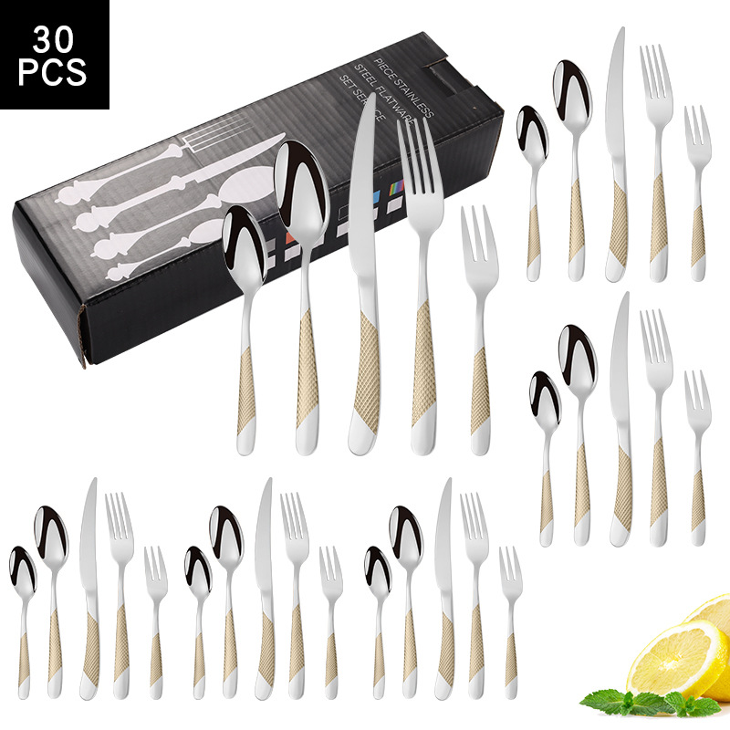 跨境亚马逊不锈钢餐具24件套葡萄牙刀叉勺四主件餐具礼品套装批发详情8