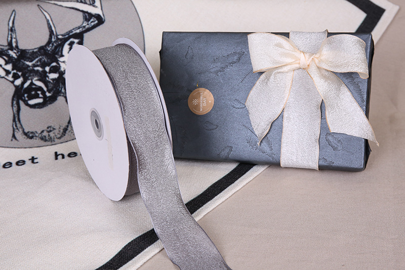 Dingxin fish tail Ribbon wholesale Korean version wave-burned edge yarn ribbon handcrafted hair accessory bow gift box packaging ribbon pic 12