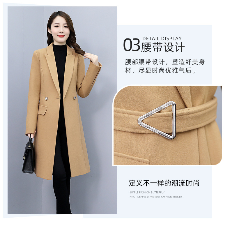 High-end woolen coat for women, mid-length, 2021 autumn/winter new style, fashionable and elegant, a slimming and form-fitting woolen coat for socialite pic 7