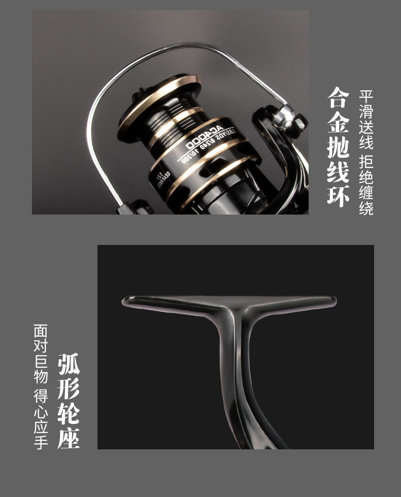 全金属斜口纺车轮渔轮CNC海竿轮摇把纺车轮远投路亚鱼轮批发详情8