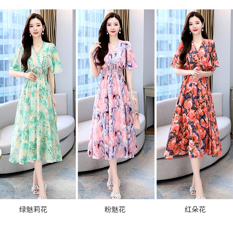 雪纺碎花连衣裙女夏2023新款法式温柔风气质名媛女神范显瘦长裙子详情11