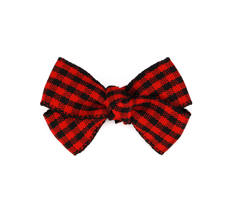 美丝源直销亚玛逊红黑格子蝴蝶结圣诞part装饰丝带格子蝴蝶结详情16