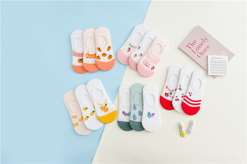 新款女隐形春夏女士袜子纯色防掉跟隐形袜点胶空调袜室内袜脚底袜详情45