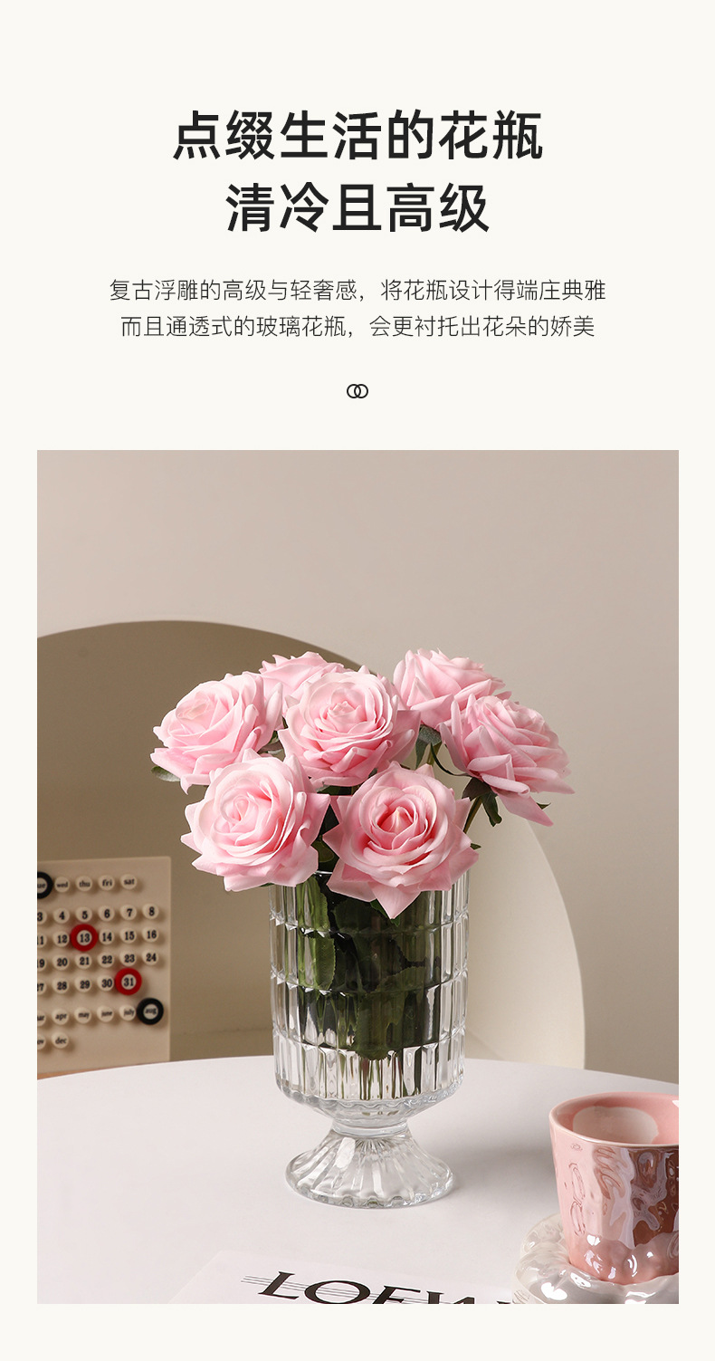 贝汉美轻奢透明玻璃花瓶摆件客厅高颜值ins水培插花网红简约花器工艺品详情3