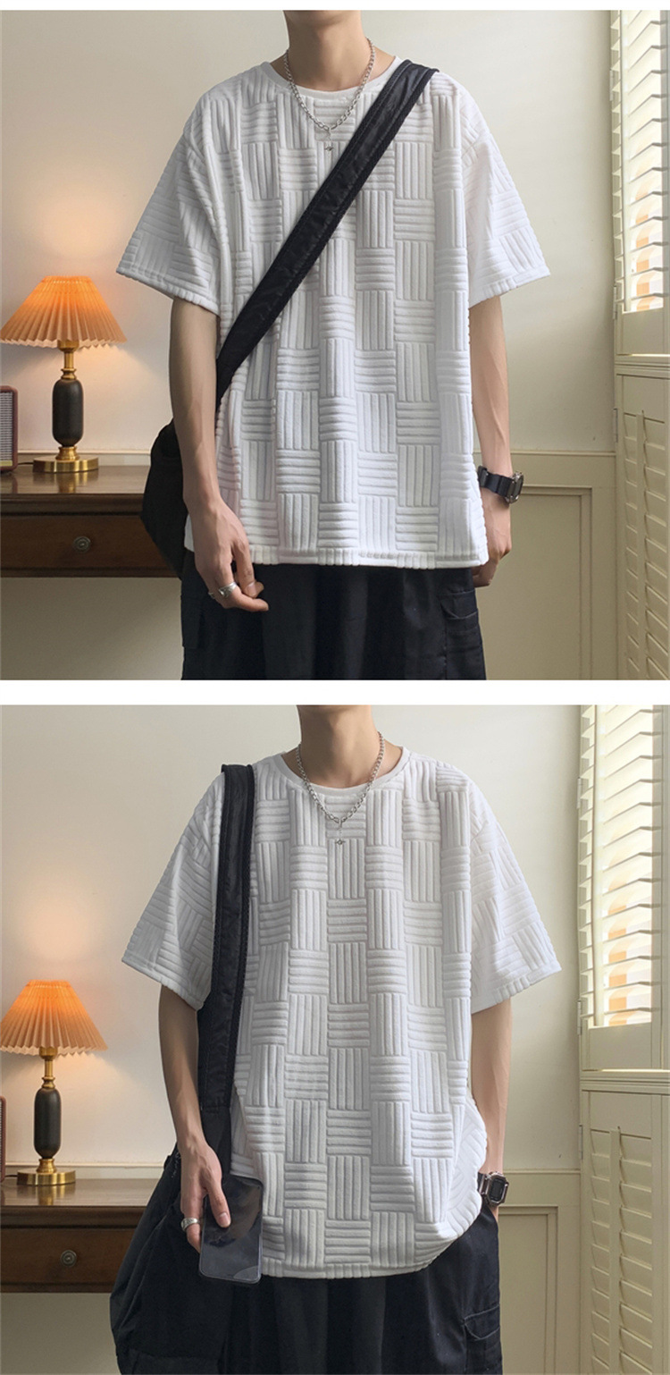 Summer short-sleeved T-shirt for men, Korean style loose and trendy, bf versatile, Hong Kong-style student simple round-neck five-quarter sleeve T-shirt pic 10