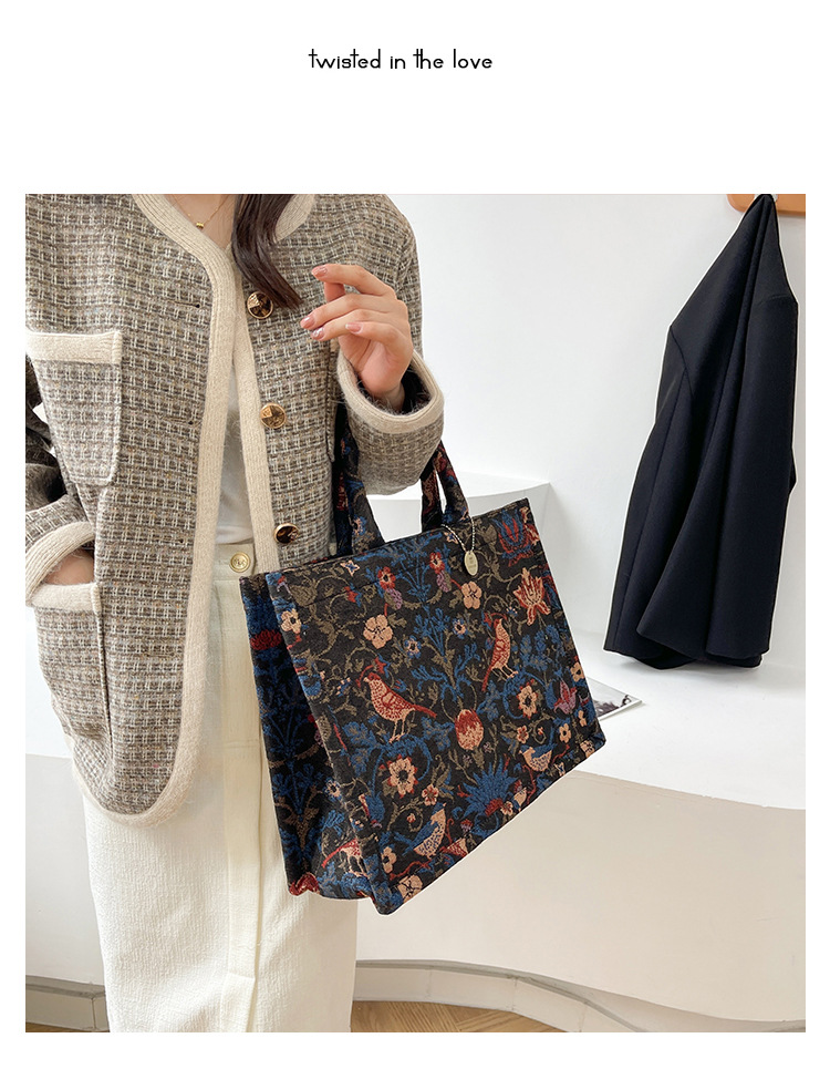 秋冬大包大容量单肩包包女2022新款个性绣花手拎包小众时尚托特包详情11