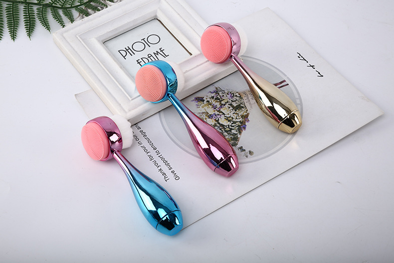 New bowling ball facial cleansing brush, electroplated facial cleansing brush, standing brush, manual double-sided silicone facial cleansing device for cleaning and blackhead removal, exclusively for export pic 19