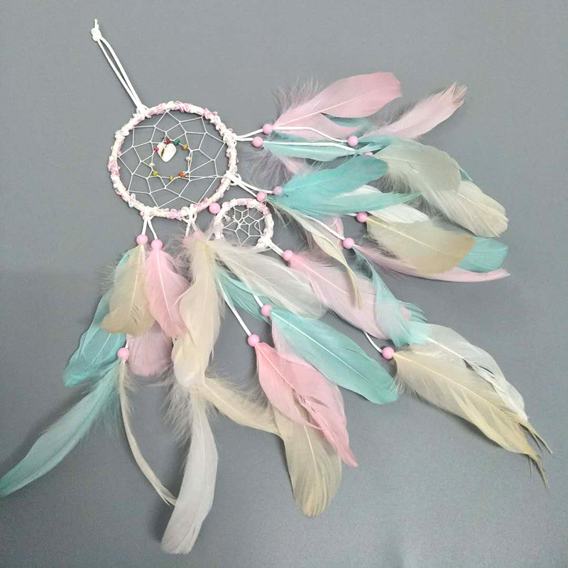 Factory wholesale pink double-disc dreamcatcher nets, home decoration dreamcatcher net pendants, creative wind chimes, dreamcatcher nets pic 10