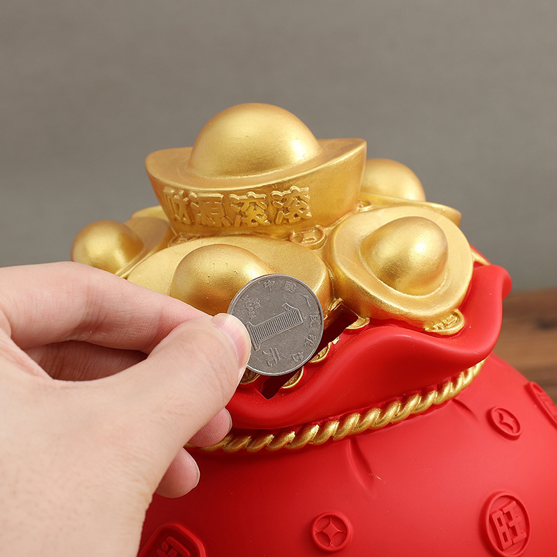 元宝钱袋客厅插花摆件新年喜庆存钱罐招财摆设麦穗红果干花花瓶详情9