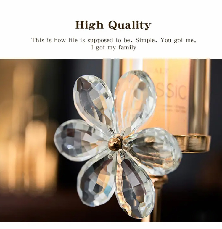 欧式轻奢水晶花瓣玻璃烛台浪漫烛光晚餐家用餐桌装饰摆件家居复古详情11