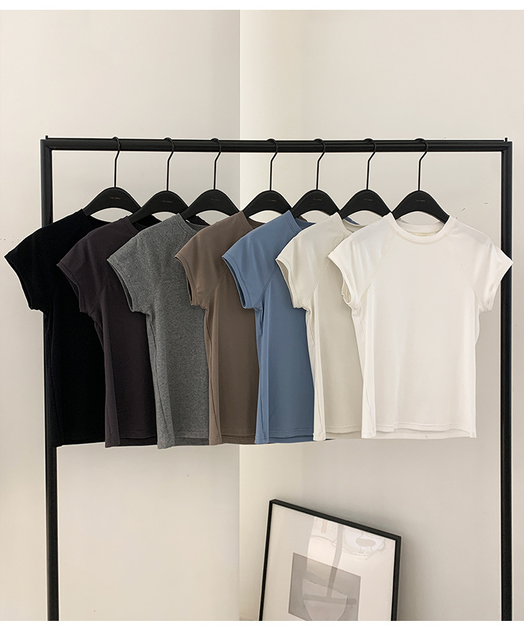 【7色可选】圆领净版短袖T恤女2025春夏新款韩版休闲百搭上衣T026详情37