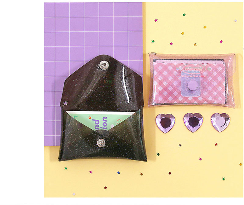 PVC transparent jelly bag, transparent three-dimensional makeup bag, custom-made LOGO printed crystal glitter, snap-on coin bag pic 4