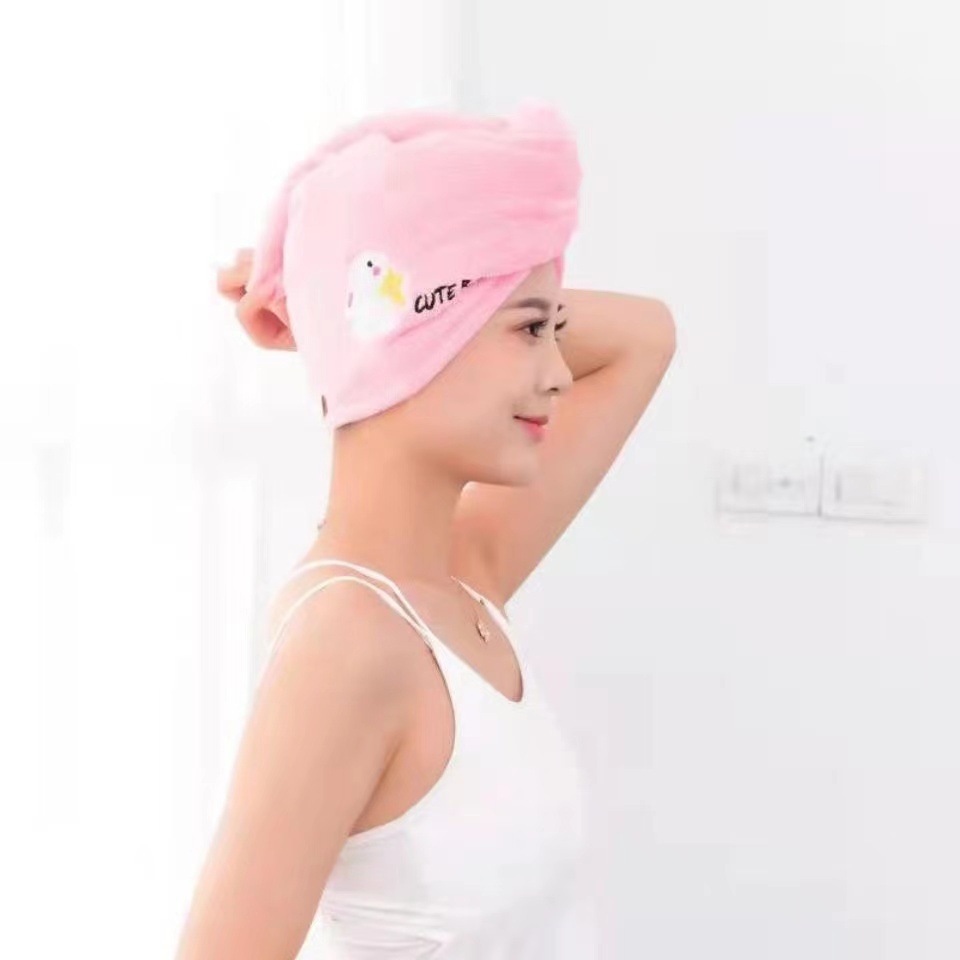 Coral fleece dry hair towel shower cap pic 4