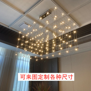 复式别墅挑高客厅餐厅光立方吊灯售楼处店铺商用工程大堂吧台灯具详情8