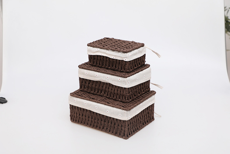 Imitation rattan woven fabric storage basket, dirty clothes, socks, tissue storage box, rectangular dried fruit and snack storage basket set pic 23