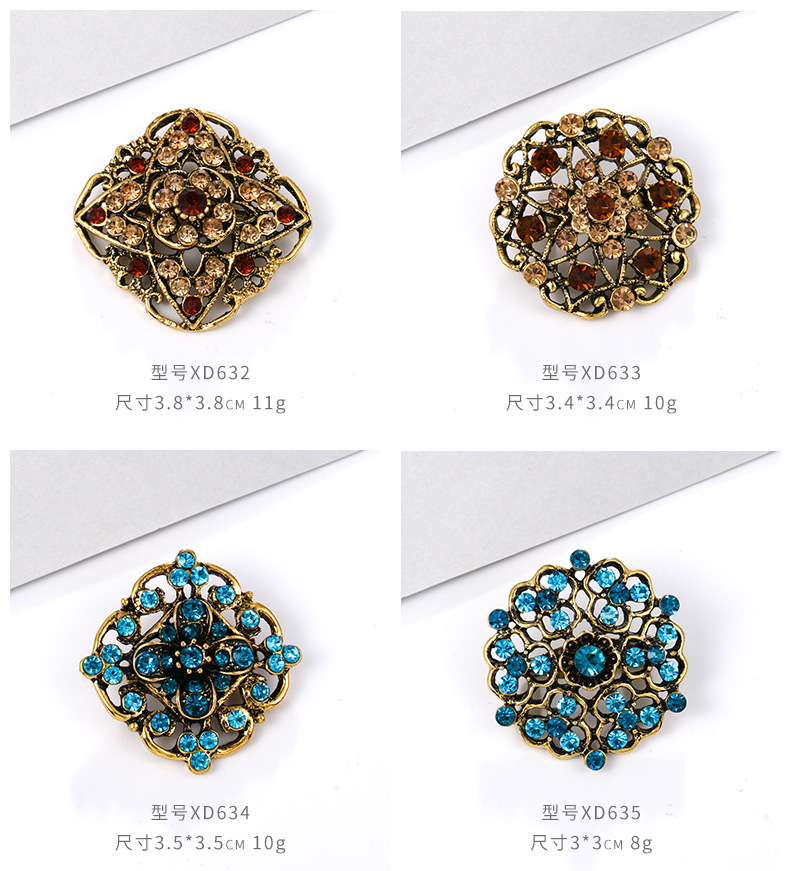 亚马逊时尚外贸卡装镶水钻胸针 合金水钻小别针胸花服饰 配饰批发详情18