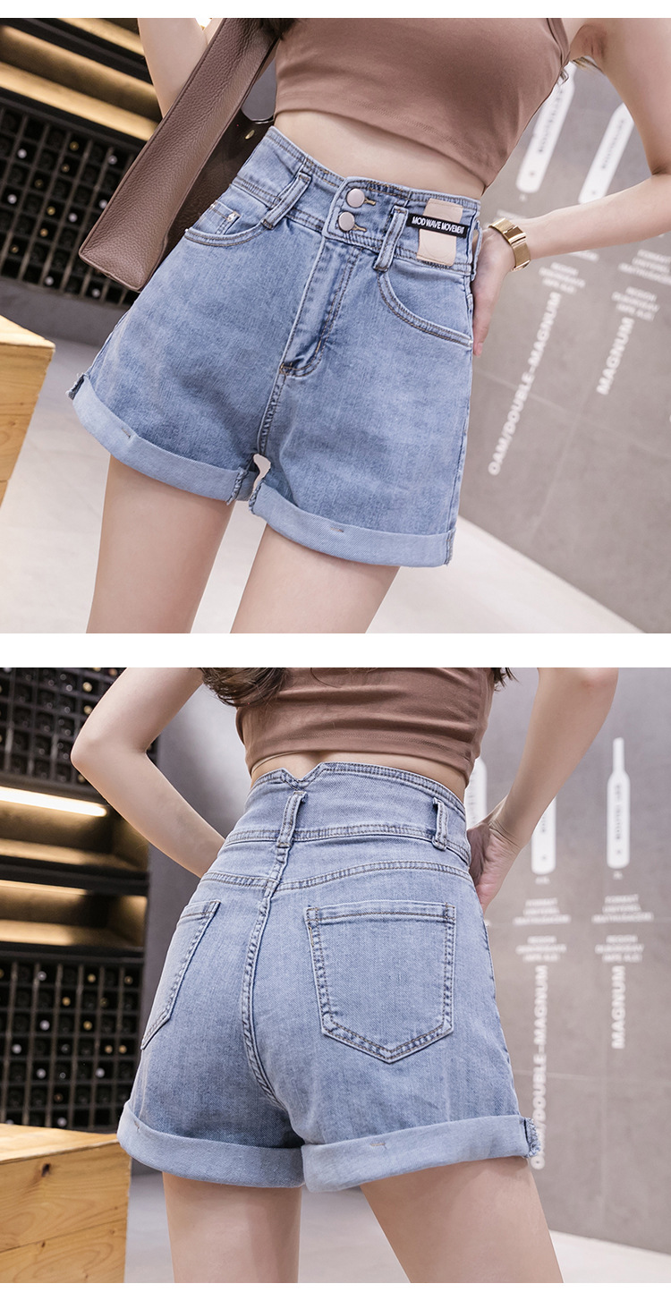 2022夏季新款时尚高腰修身显瘦弹力热裤气质百搭牛仔短裤女潮女式详情19