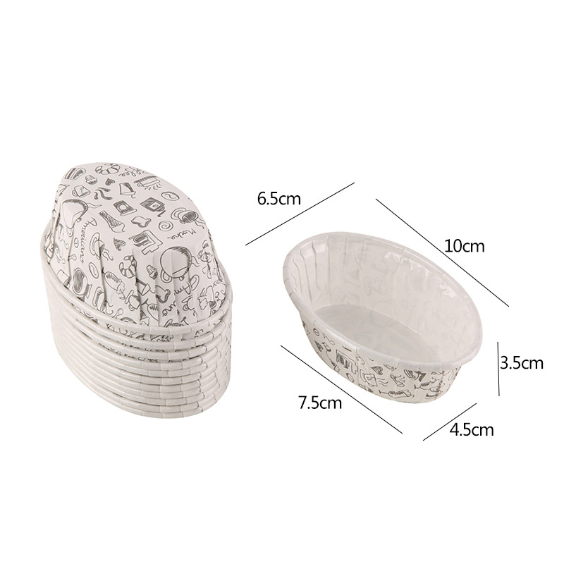 椭圆形蛋糕纸杯蛋糕杯花边杯新款印花耐高温马芬杯50个/条详情1