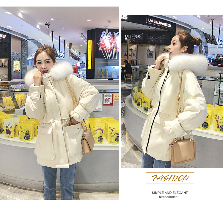 实拍羽绒棉服女小个子爆款中长款加厚韩版真毛领工装详情27