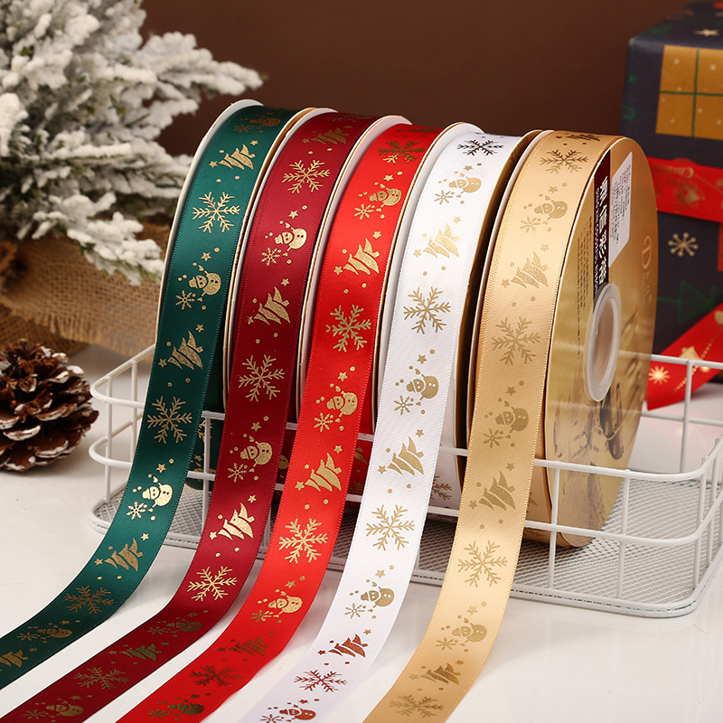 Dingxin Christmas Ribbon Wholesale: 2.5CM Christmas gifts, gold-embossed printed packaging ribbons, Christmas tree ribbons pic 35
