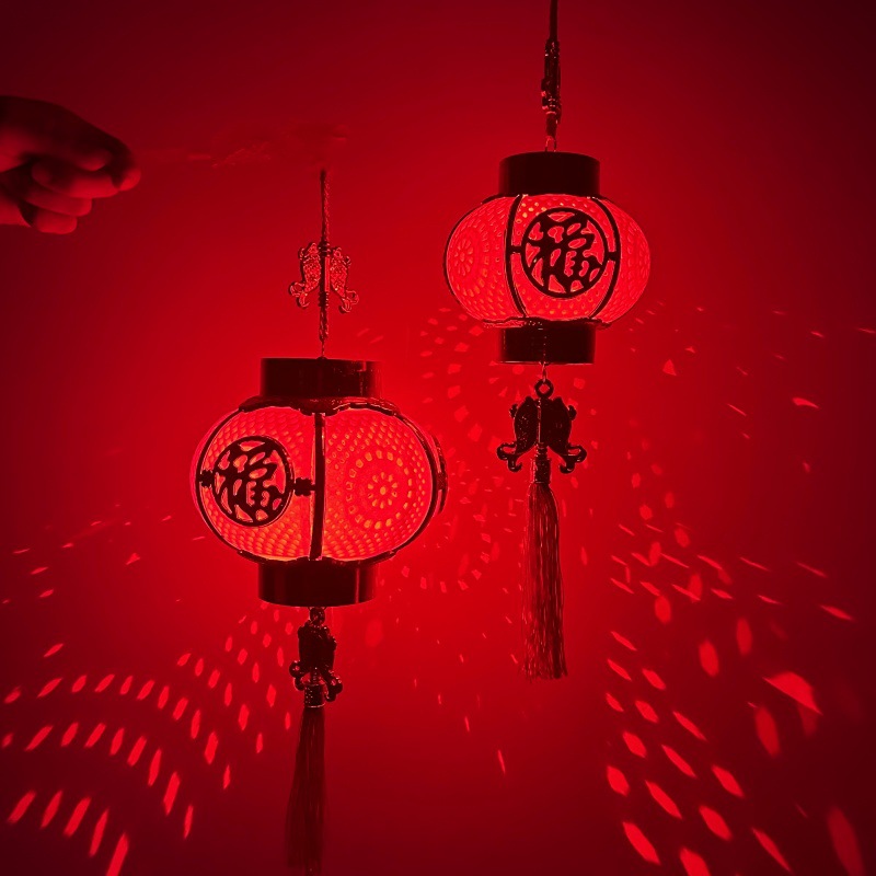 龙年植绒手提发光投影灯笼新年入门户装饰布置红灯笼元宵福字灯笼详情24