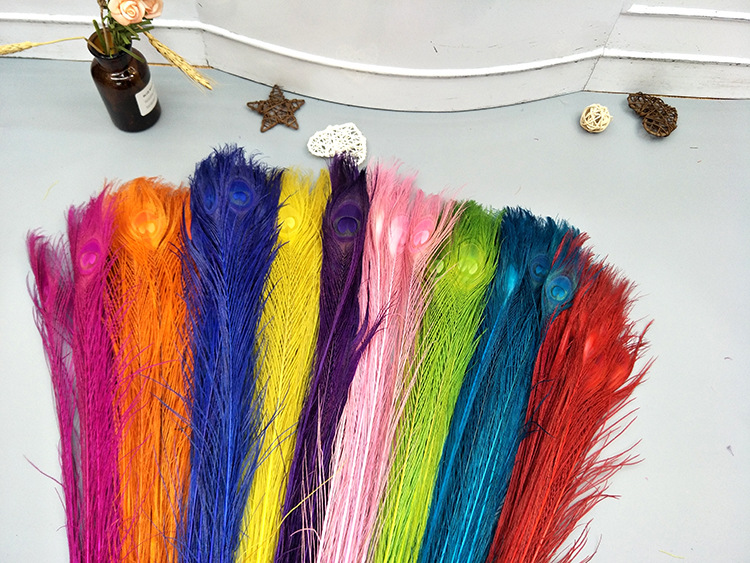 Peacock feather decolorization and dyeing pink props for home decoration and accessory materials peacock feathers pic 26