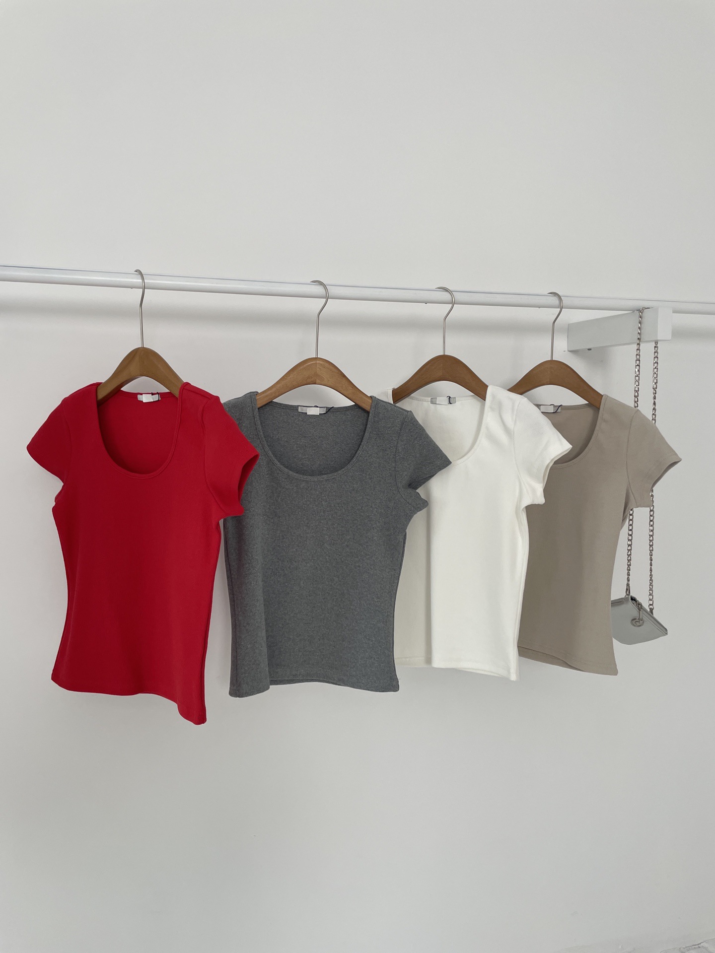 Solid color basic round-neck fitted short-sleeved T-shirt for women, Korean-style Dongdaemun ins simple and casual base layer g*d pic 6