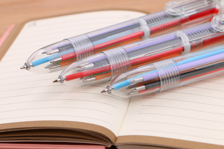 Creative transparent 6-color ballpoint pens, cute student stationery, multi-color pens, oil pens, and direct sales from the manufacturer of colored ballpoint pens pic 22