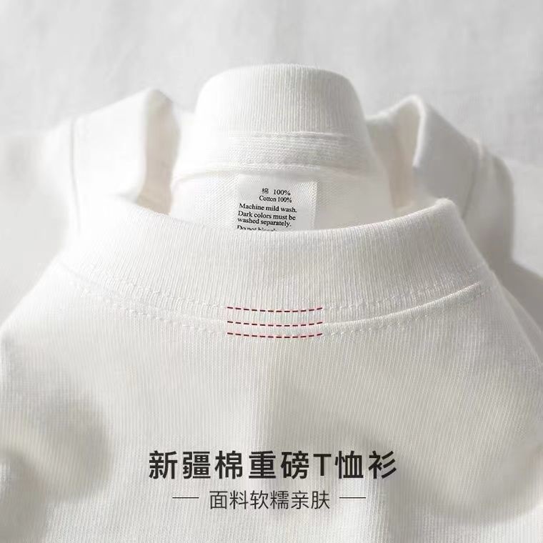 潮流白色纯棉短袖t恤女夏季宽松设计感小众2023新款印花正肩上衣详情1