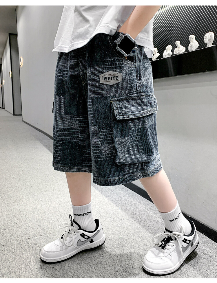 The 2022 new summer loose and stylish cotton capri shorts for boys are a trend of casual summer pants for middle-aged children pic 156