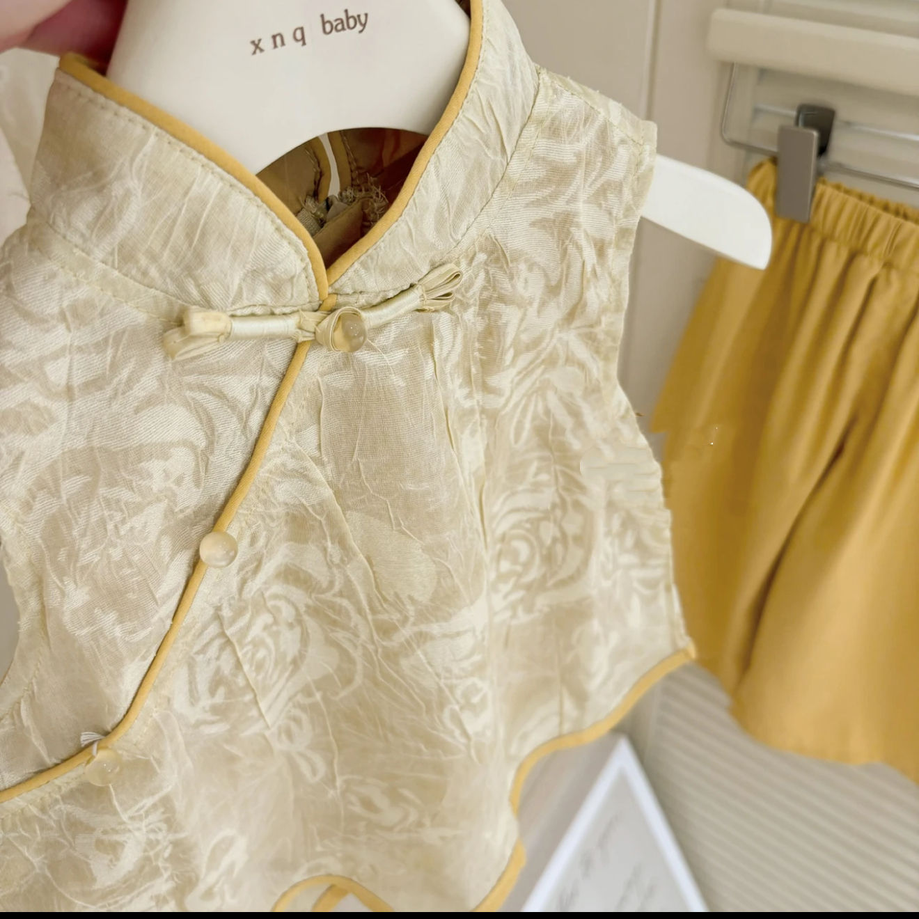 国潮女童夏季中国风套装25新款设计感提花汉服女宝新款国风盘扣两件套详情8