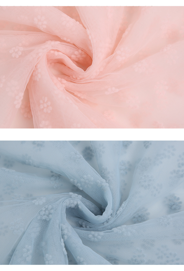 Small eight-petal flower Internet celebrity three-dimensional flocking knitted polyester mesh fabric in stock, wedding dress and veil fabric pic 8