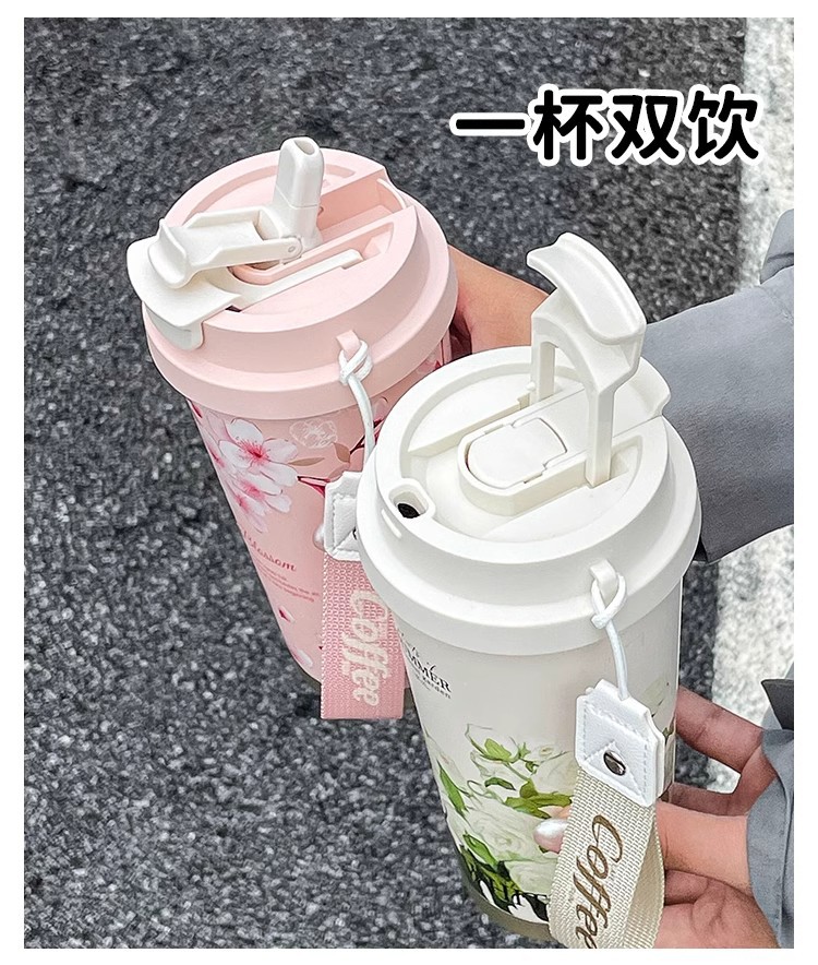 轻奢感保温杯冬季男士奶茶双饮口泡茶水杯女高颜值吸管礼品杯子详情6