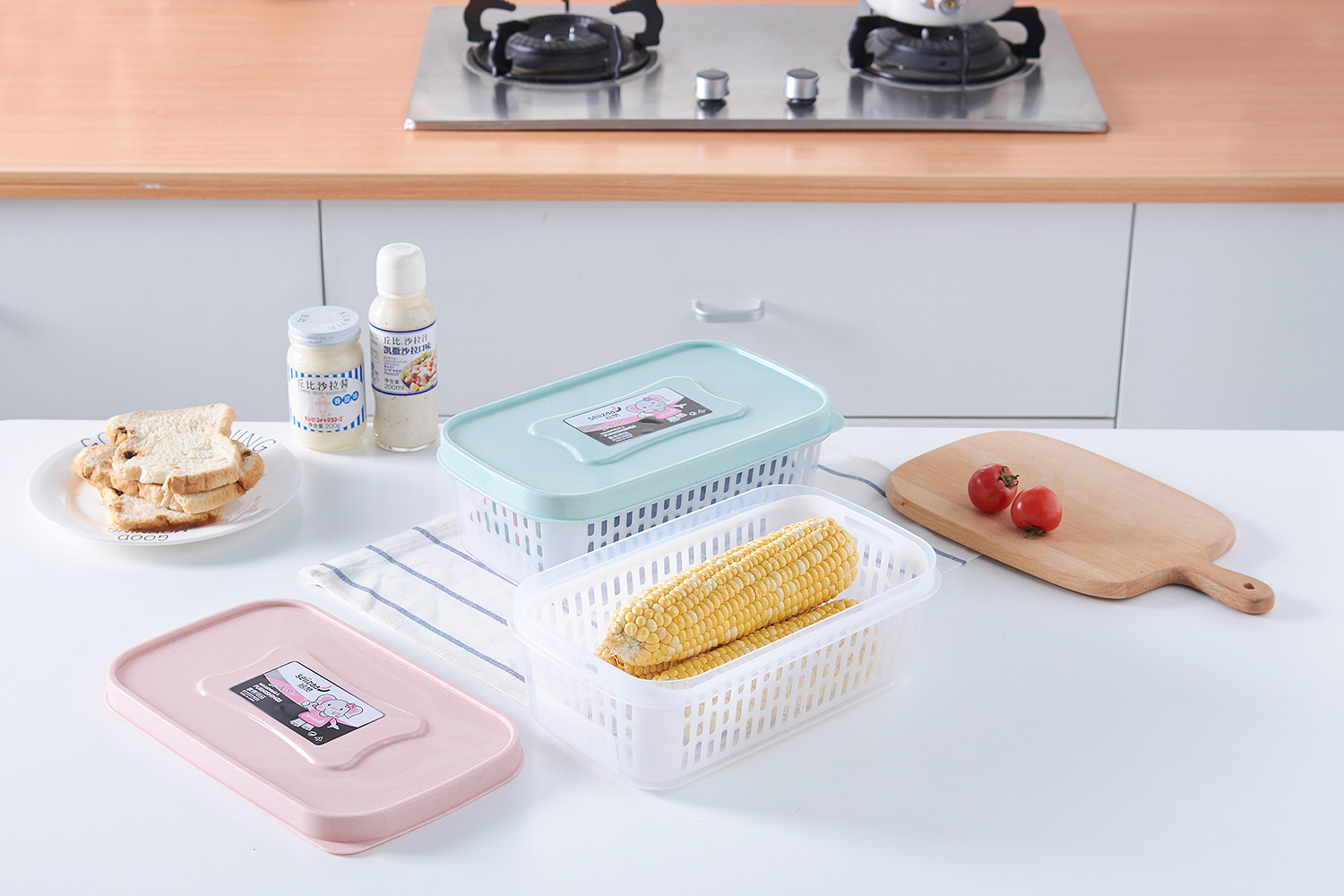 Seafood, vegetables and fruits draining box, rectangular refrigerator refrigeration box, food-grade plastic preservation box, refrigerator freezing box pic 11