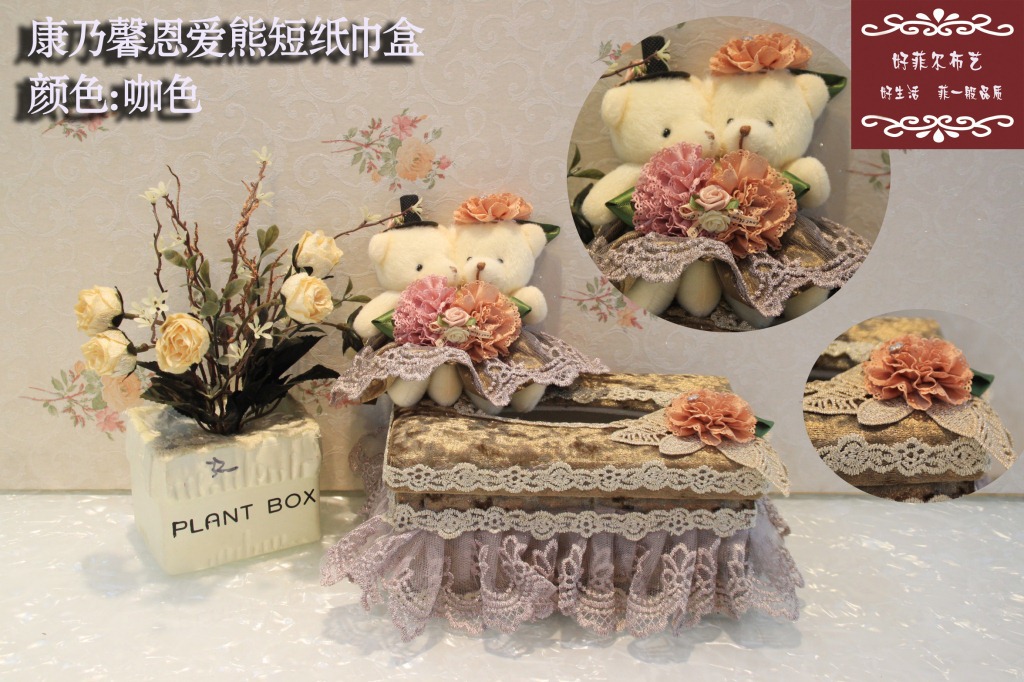 韩式创意蕾丝公仔高档长方形纸巾盒定制现代简约客厅抽纸盒外贸详情3