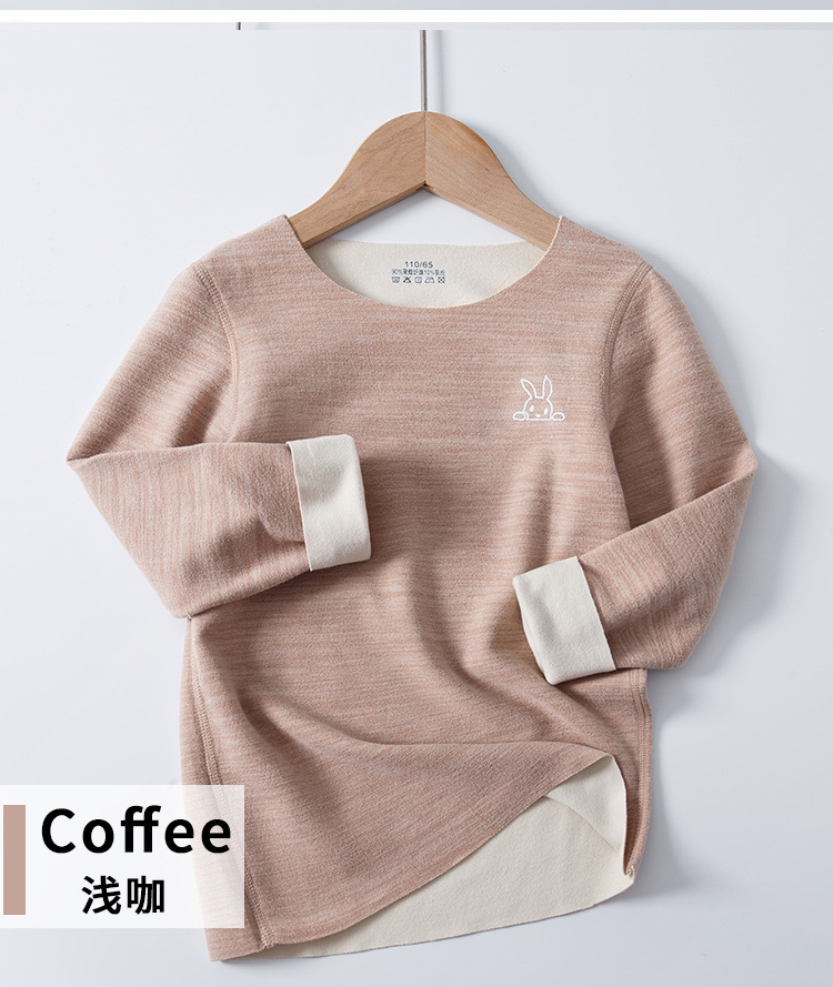 儿童无痕打底保暖上衣秋冬男女童AB面德双面绒单件长袖秋衣拼2详情22