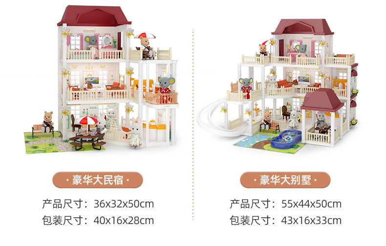 考拉日记厂家正品城堡娃娃屋 过家家玩具公主场景灯光别墅房详情5