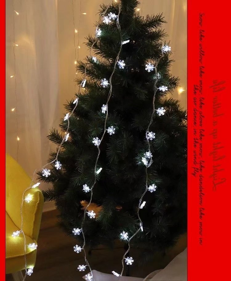 圣诞雪花灯串led小彩灯满天星节日布置圣诞节星星插电小雪花串灯详情9