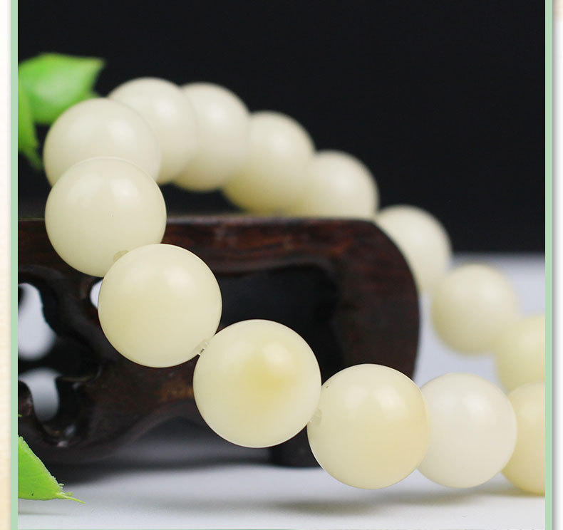 White jade Bodhi seed bracelet, weathered old seeds, golden Bodhi root, single-loop couple bracelets for men and women, decorative items, and Buddhist prayer beads pic 11
