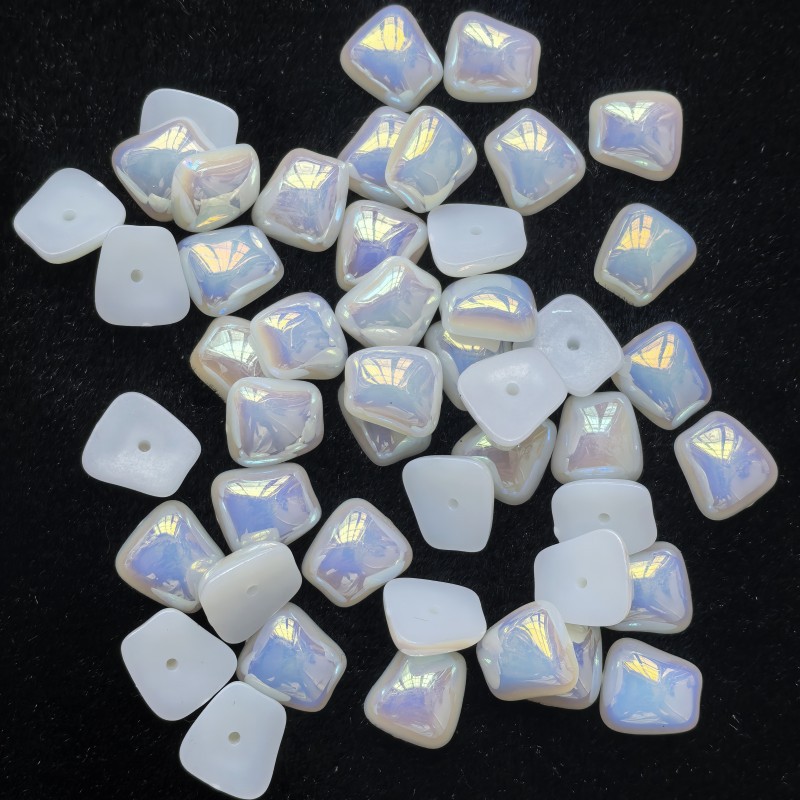 Trapezoidal half-sided AB color UV coating without color fading 11.5*12mm Baroque special-shaped plastic imitation pearl imitation mermaid pic 4